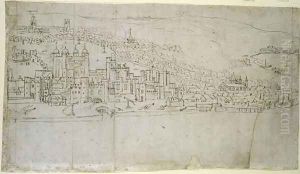 The Tower of London, from The Panorama of London, c.1544 by Anthonis van den Wyngaerde