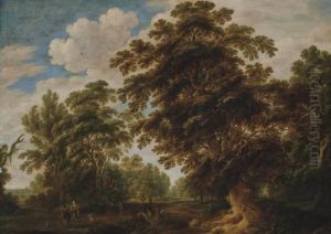 A Wooded Landscape With Travellers On A Track by Alexander Keirincx