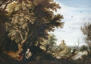 Bewaldete Landschaft Mit Der Heiligen Familie In Der Ruhe Auf Der Flucht by Alexander Keirincx