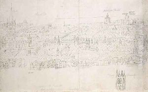 St. Paul's Cathedral, from The Panorama of London, c.1544 by Anthonis van den Wyngaerde