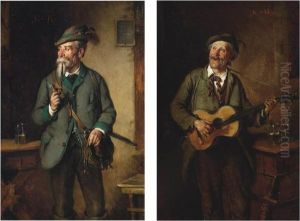 A Huntsman Enjoying A Drink And A Smoke; And A Merry Time At The Inn by Hermann Kern