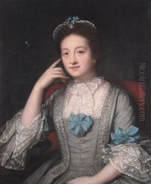 Portrait Of A Lady, Half Length Seated, Wearing Blue - view 1
