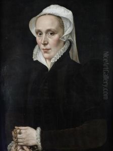 Portrait Of A Lady, Half-length, In A Black Dress by Adriaen Thomasz. Key