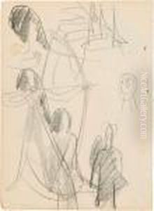Skizze Zu Olbild "bogenschutzen" by Ernst Ludwig Kirchner