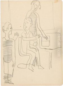 Kompositionsentwurf Fur Bild Mit Drei Personen by Ernst Ludwig Kirchner