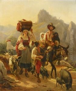 Italian Shepherd Family by Johann Baptist Kirner