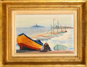 Barques Et Voiliers Sur La Greve by Jean Kisling