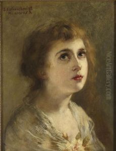 Portrait Of A Young Girl by Johannes Kleinschmidt