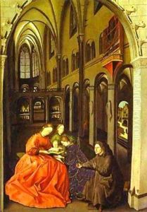 Madonna And Saints In A Church 1440-1445 by Konrad Witz