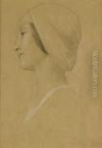 Head And Shoulders Portrait Of A Girl In Profile To The Left by Gustav Klimt