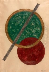 Composition Aux Cercles Rouge Et Vert by Ivan Klioune