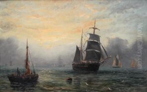 Sailboats In The Bay by William Adolphu Knell