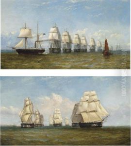 A Paddle Steamer Of The Royal Navy Escorting A French Squadron