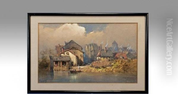 Whitby From The Harbour- Abbey Beyond - view 1