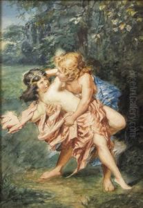 Knypfer Nymph And Satyr by Benes Knupfer