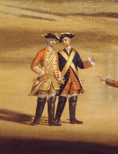 Two officers in conversation, c.1758 by Samuel Wale