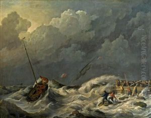 Sturmische See by Hermanus Koekkoek