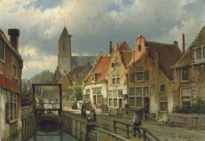 Figures On A Canal In Oudewater, Holland