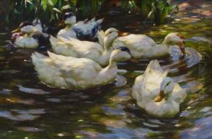 Ducks In The Reeds by Alexander Max Koester