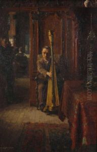 Interieur Met Harpist