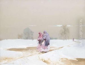 Auf Dem Weg Zur Kirche by Sergej Michaijlovic Kolesnikov