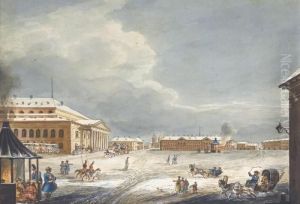 View Onto The Bolshoi Kamenny Theatre, St Petersburg by Carl Ivanovitch Kollmann