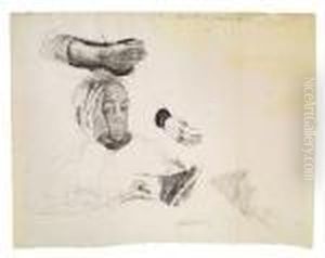 Selbstbildnis Mit Aufgestutztem Kopf - Hand- Und Gewandstudien by Kathe Kollwitz