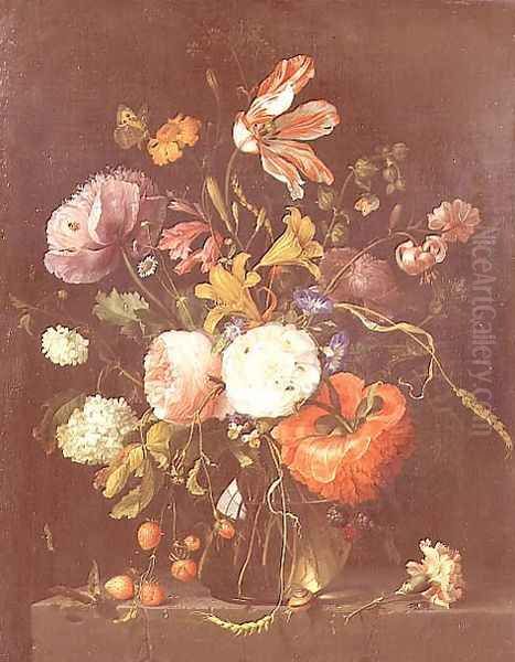 Flowers in a Glass Vase, c.1670 by Jacob van Walscapelle