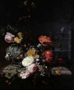 Still Life with Flowers and Insects by Jacob van Walscapelle