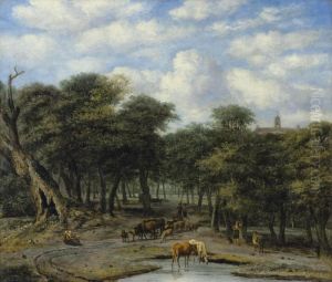 A Forest Clearing With Cattle