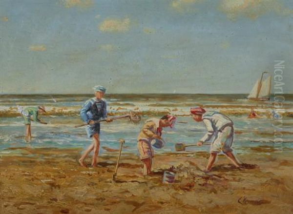 Building Sand Castles At The Beach - view 1