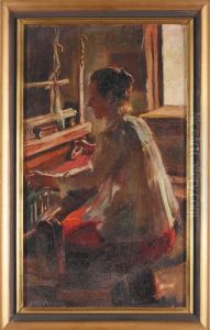 Kobieta Przy Krosnach by Stanislaw Korzeniewski
