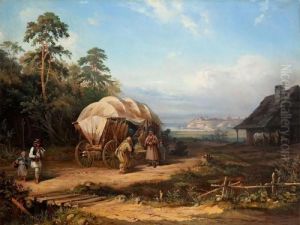 Scena Z Wozem Przed Kuznia by Franciszek Kostrzewski