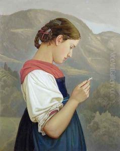 Tyrolean Girl Contemplating a Crucifix, 1865