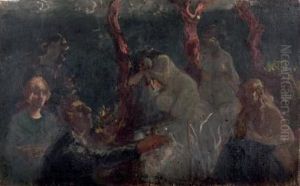Le Peintre Et Ses Modeles Sous Les Arbres