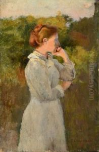 Profil De Femme Dans Un Paysage by Pavel Osipovich Kovalevskii