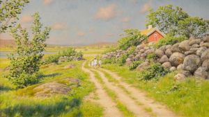 Sommarlandskap Med Vandrande Barn