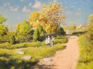 Vid Landsvagen - Gardsidyll I Sommargronska by Johan Krouthen