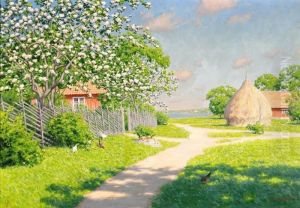 Sommarlandskap Med Gardsidyll Sommarlandskap Med Gardsidyll