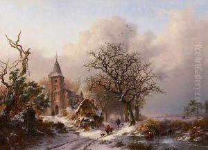 Winter Landscape With Ice Skaters