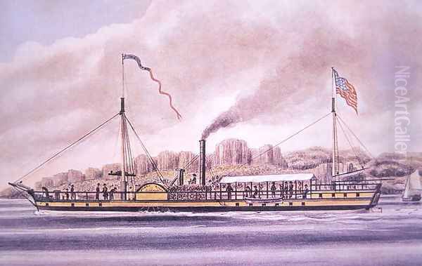 Robert Fulton's (1765-1815) steamboat the Clermont, on the Hudson River, New York, 1861 - view 1
