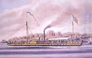 Robert Fulton's (1765-1815) steamboat the Clermont, on the Hudson River, New York, 1861 by Richard Varick De Witt