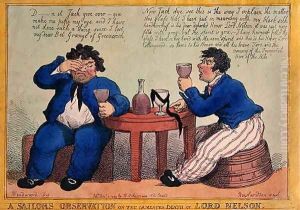 A sailor's observation on the lamented death of Lord Nelson, engraved by Thomas Rowlandson (1756-1827) published by Rudolph Ackermann, 3rd December 1805 by George Moutard Woodward