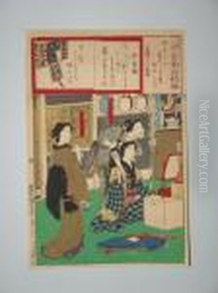 Trois Jeunes Femmes Pendant Une Seance D'essayage De Kimono - view 1