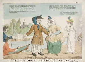 A Tender Parting at the Grand Junction Canal, engraved by Roberts, 1810s by George Moutard Woodward