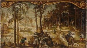 Fox and Stag Hunt in the Winter, c. 1525-26 by Hans Wertinger