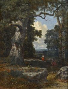 < Femmes Dans Un Sous-bois >. by Martinus Antonius Kuytenbrouwer