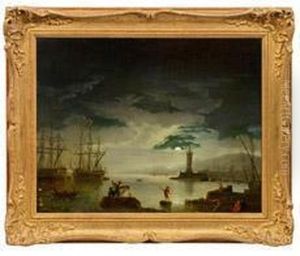 Sudlicher Hafen Mitsegelschiffen Im Mondschein by Charles Francois Lacroix de Marseille