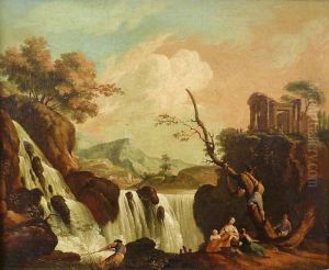 Paysage De Cascade. by Charles Francois Lacroix de Marseille