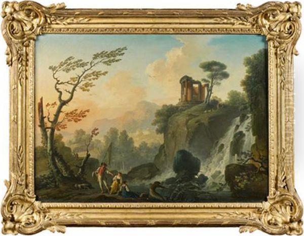 Pecheurs Devant Le Temple De La Sybille A Tivoli - view 1